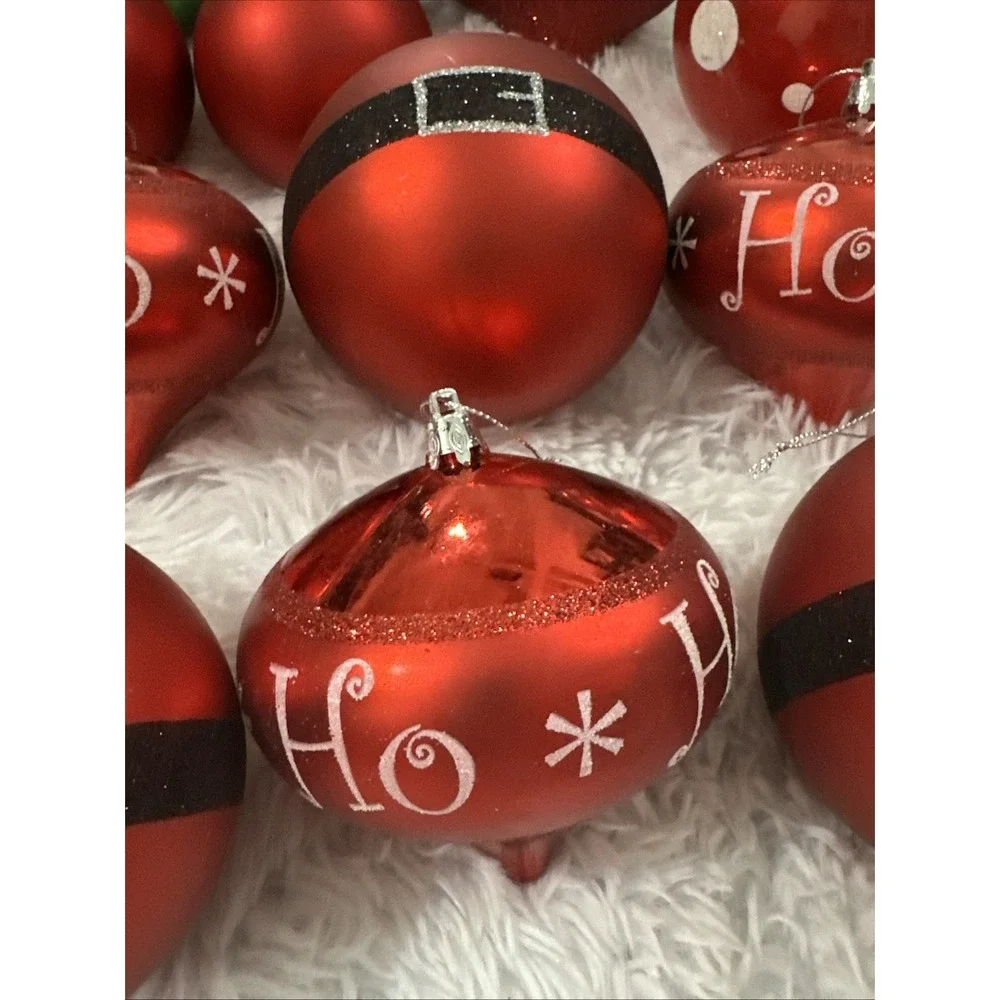 SANTA CLAUS CHRISTMAS ORNAMENT HANDPAINTED Ho‎ Ho Ho Holiday Set